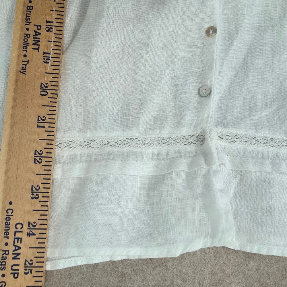 Zara Linen Balloon Sleeve Babydoll Top Sz M Romantic White Flowy Boho Peasant - Picture 10 of 10